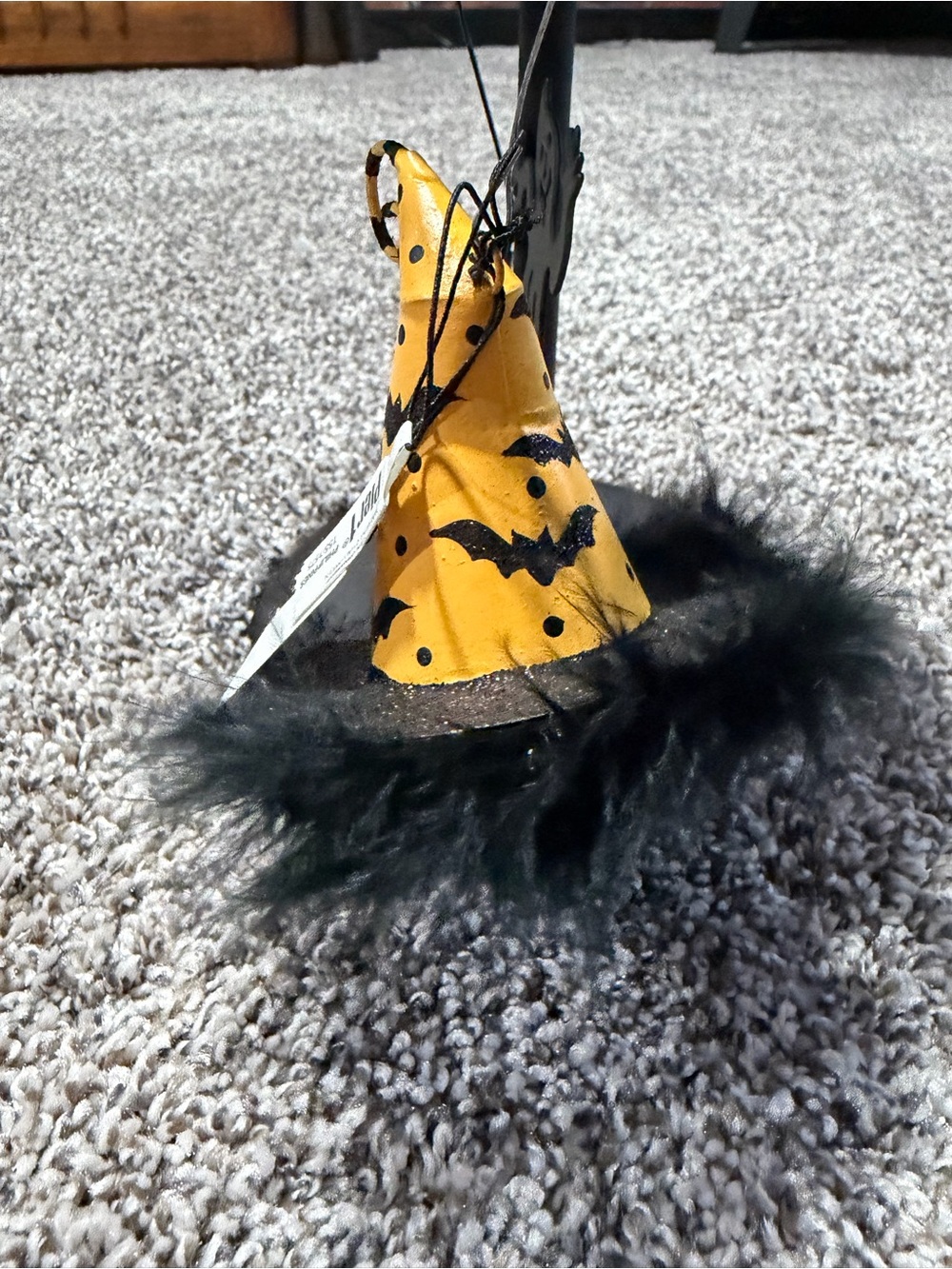 Vintage pier one Yellowish / orange Bat Witch Hat ornament